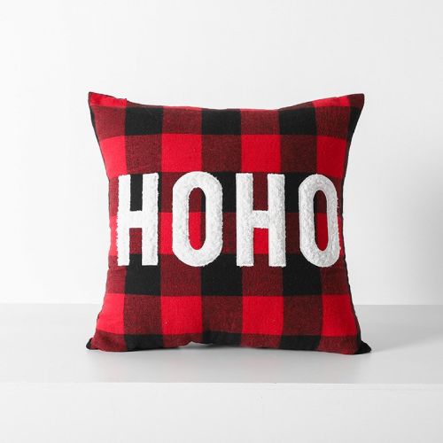 Christmas Red Black Plaid Embroidered Cushion Cushion Cover Without Core