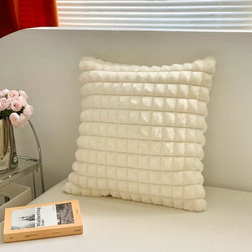 Nordic Cream Style Brown Simple Flower Embroidered Sofa Bedroom Bedside Decorative Pillowcase